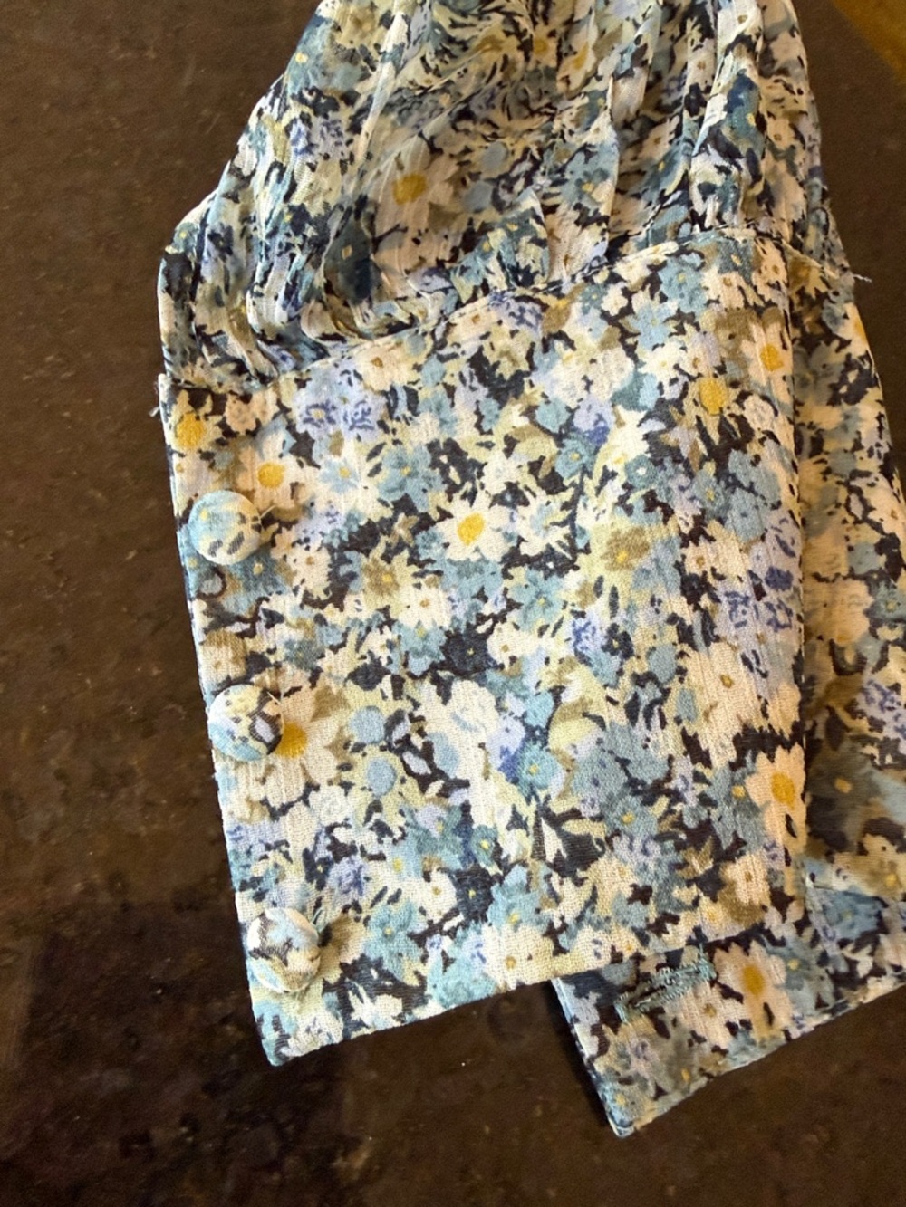 Sezane Aurena Boho Mini Dress Garden Blue Floral Print Size 38 (US size 6/8) - Picture 11 of 14